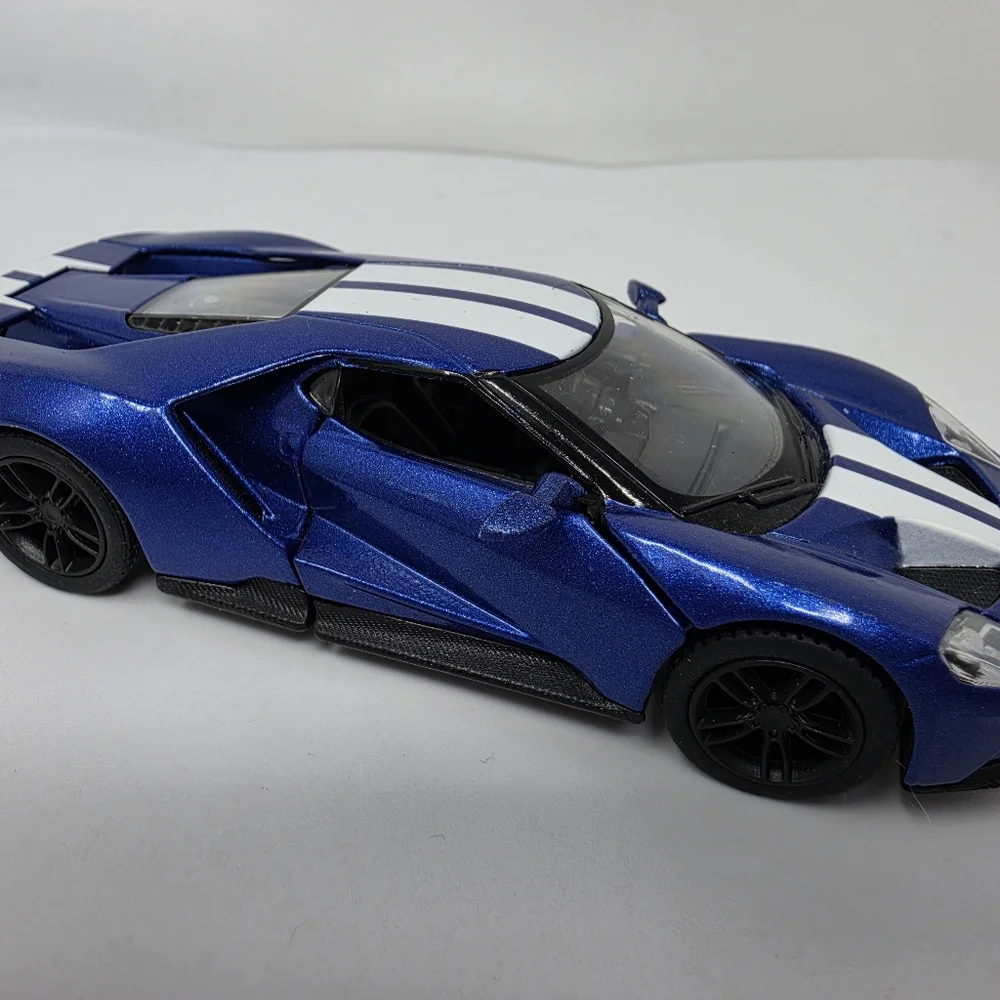 Kinsmart Ford GT Blue White Racing Stripes Race Car